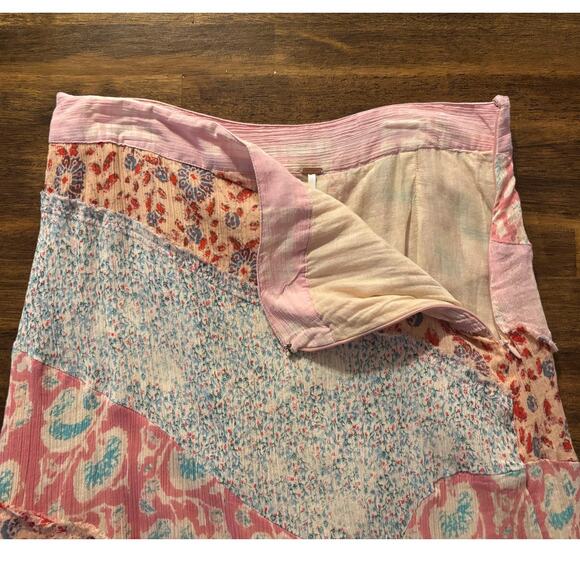 Free People Size 8 Skirt Maxi Palma Patchwork Boho Long Flowy Cottagecore Floral - Picture 5 of 15